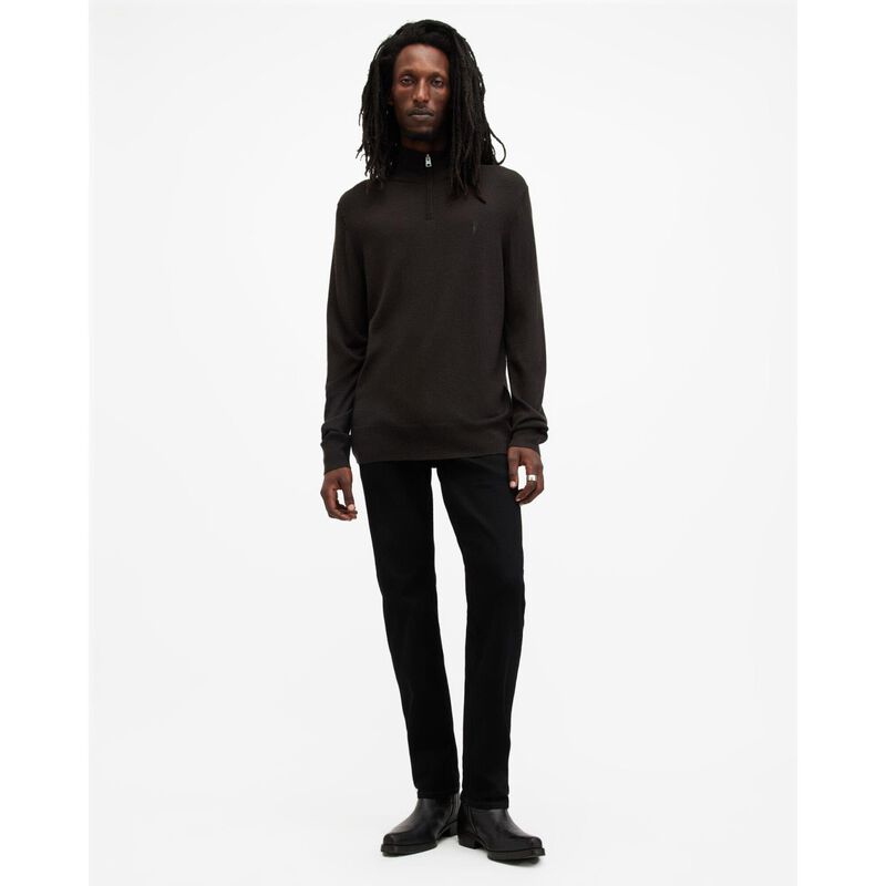 AllSaints Kilburn Zip Funnel Neck Ramskull Jumper image number 3